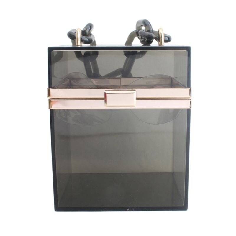 Transparente acrílico Prom Clutch Purse boda banquete bolso cadena correa para mujeres niñas: Black