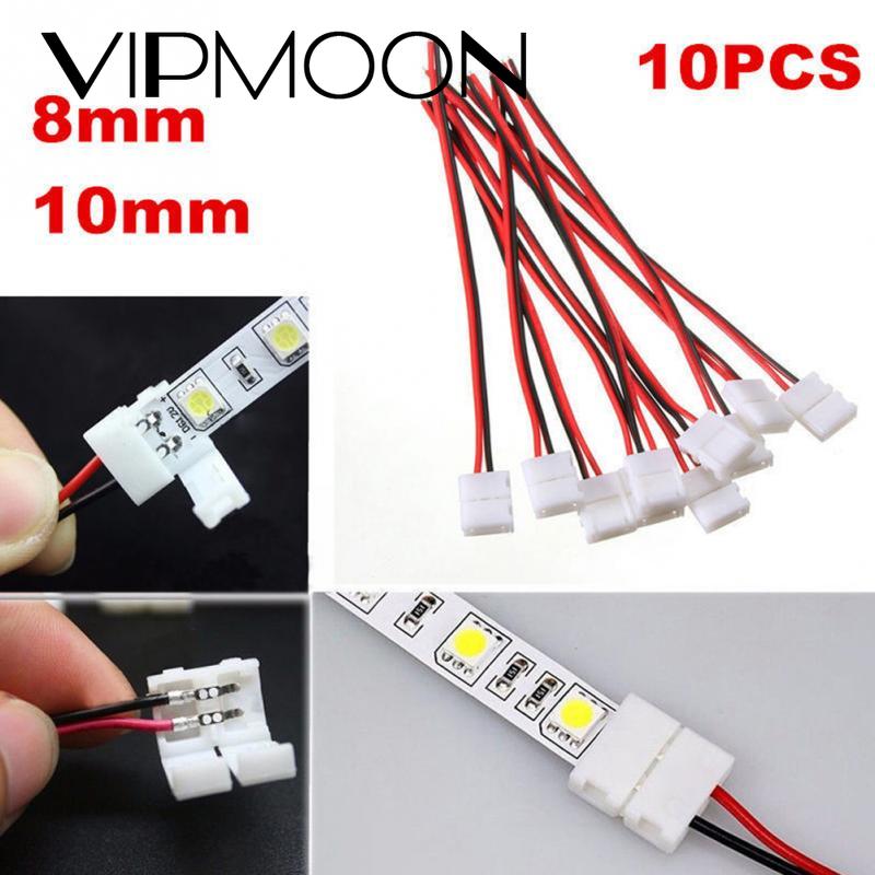 Tira de luces LED con Clip de empalme, 10 piezas, 2 pines, 8mm, 10mm, para SMD 3528, 5050, 5630, Conector de barra de luces