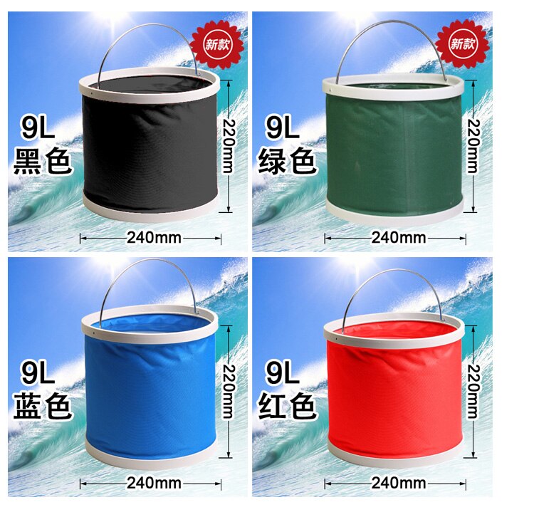Foldable Oxford Bucket 11L Big Volume Folding Bucket Car Washing Outdoor Camping Hiking Traveling Fishing Water Bucket