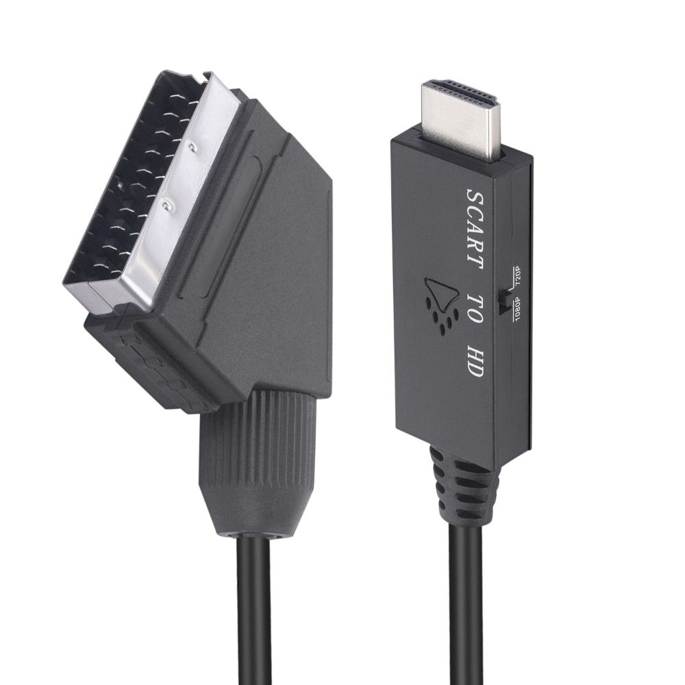 1080P SCART til HDMI Konverter - SCART Input til HDMI Output Han til Han SCART til HDMI Adapter Kabel Plug Play