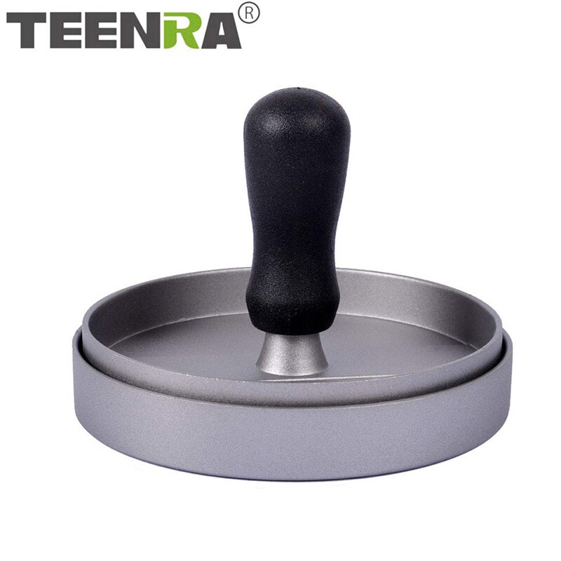 Teenra 12cm rund hamburgerpress hamburgermaskin legering hamburgare form press aluminium kött nötkött verktyg: Default Title