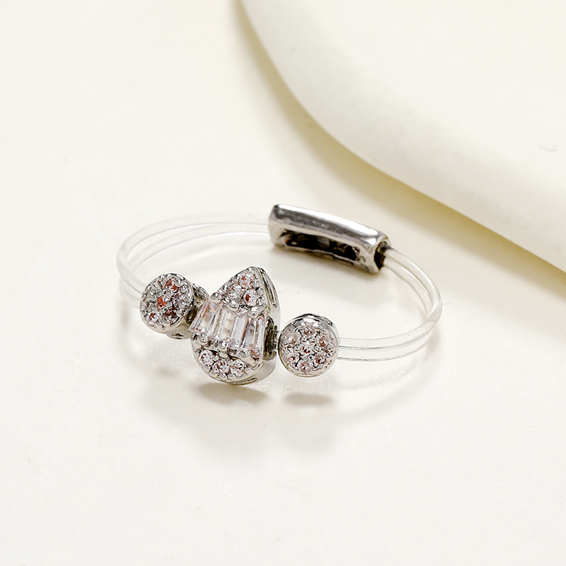 2021New Trendy anello moda donna invisibile trasparente linea di pesca anello gocce d'acqua accessori semplici per gioielli regalo: 7 / silver color