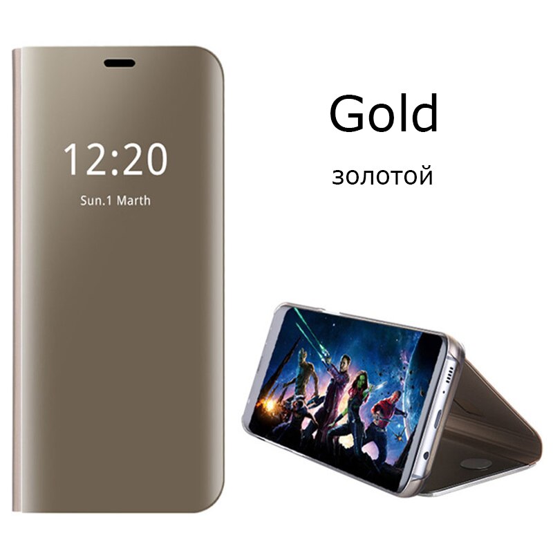 Clear View Smart Mirror Flip Phone Cases for Samsung Galaxy J2 Core J260 Leather Shcokproof Back Cover J2Core SamsungJ2Core: Gold