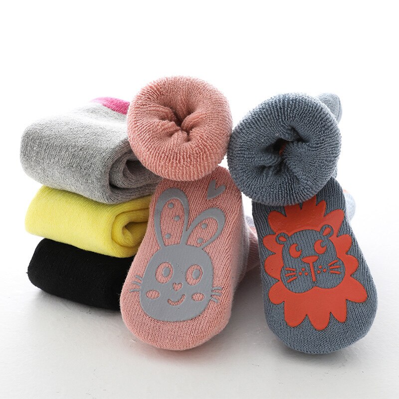 Rutschfeste baumwollsocken für babys und kleinkinder, frottee-socken mit Karikatur-tieren, kindersocken