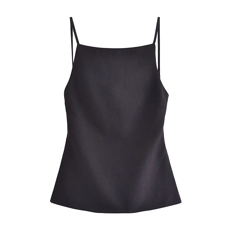 Traf sort rygløs top dame ærmeløs hvid crop top kvinder sommer sexet toppe kvinde fest kvinder aftentop med stropper: L / Sort