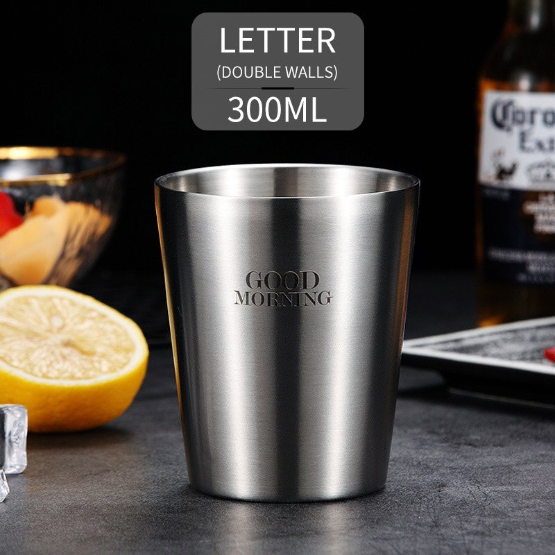 WORTHBUY Nette Muster Bier Becher 18/8 Edelstahl Bier Tasse Kaffee Becher Mit Doppel Wand Küche Drink Für Kinder Wasser Becher: Double Wall E
