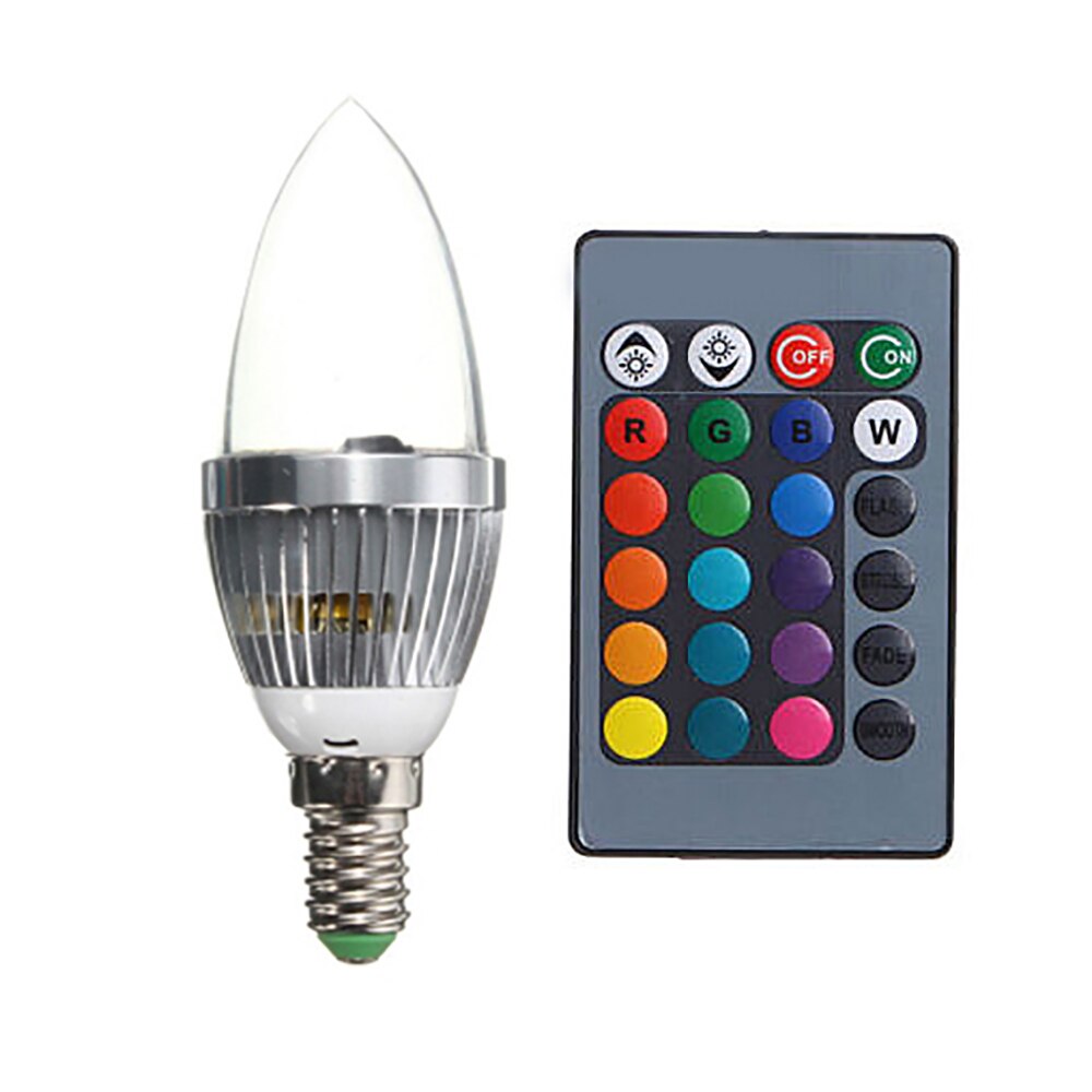 E14 3W RGB LED Color Changing Candle Light Lamp Bulb +Remote Control Kit