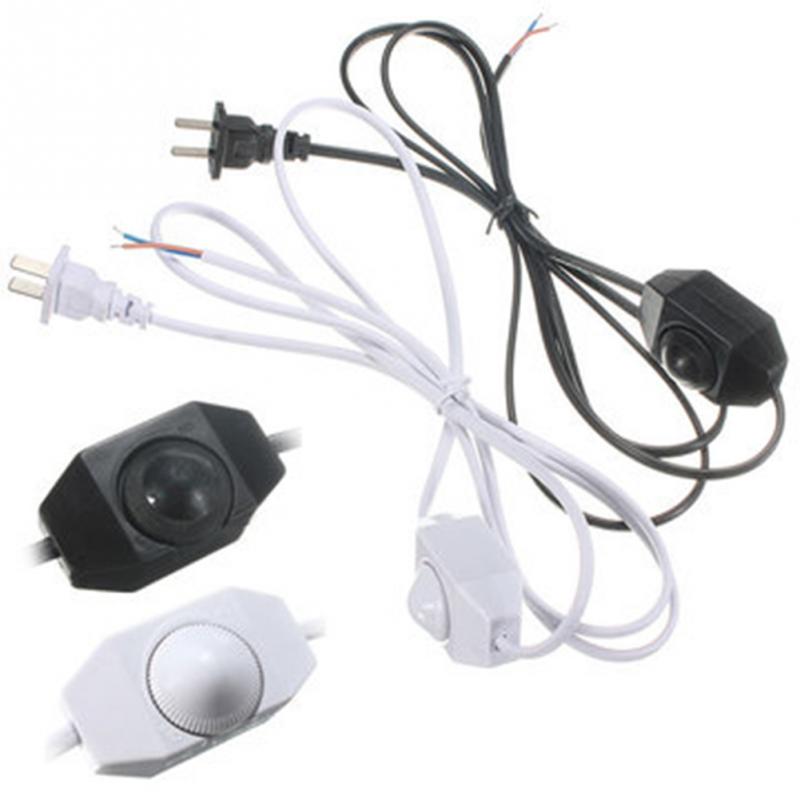 1.8M White Black No Polarity AWG Switch Dimming Cable Light Modulator Lamp Line Dimmer US Plug 110-220V