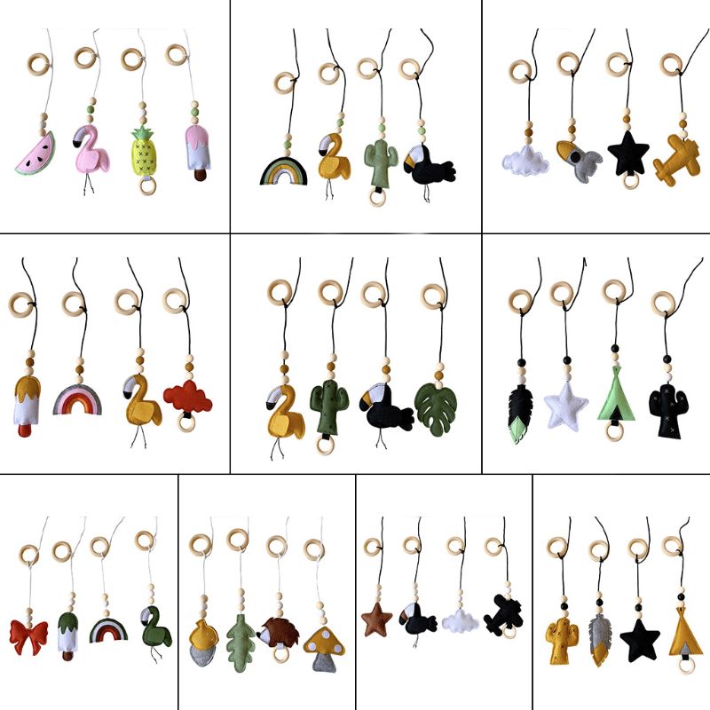4Pcs Massief Houten Fitness Rack Hanger Baby Gym Speelgoed Opknoping Ornamenten Room Decor D7YD