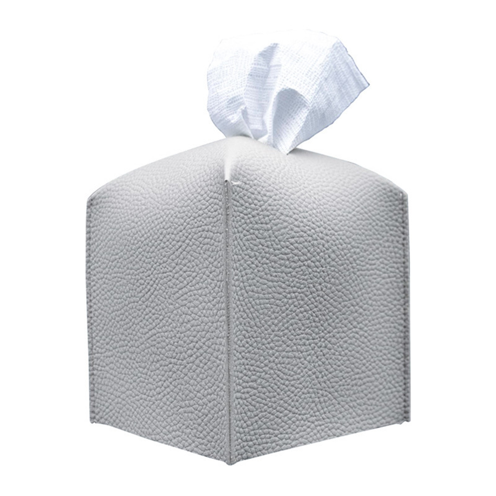 Caja de pañuelos cuadrada creativa para el hogar, Cube de cuero Pu de Color sólido, exquisito y moderno, almacenamiento para encimera de baño: GY