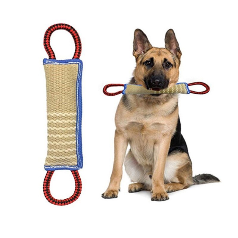 Durable Dog Bite Tug Toy with 2 Strong Handles Interactive Linen Dog Tear Bite Pillow Puppy Training Play Game Toy