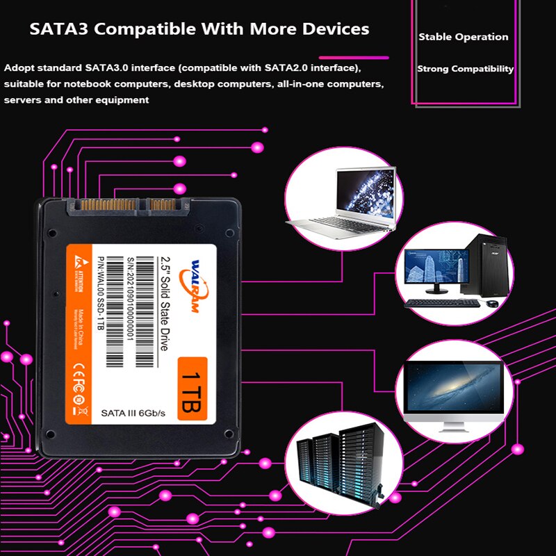 WALRAM ssd 240gb 2.5 &quot;Sata3 SSD HDD 128gb 256gb 480gb 512gb 500gb 1TB disco rigido a stato solido per Desktop portatile
