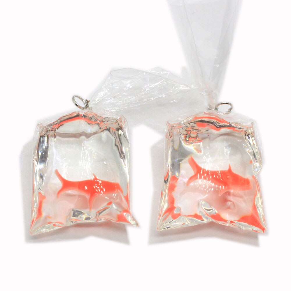 10/100 stk. lille fisk i vandpose gennemsigtig harpiks guldfisk charme smykker vedhæng fisketaske øreringe vedhæng håndlavet diy håndværk: 24mm-50 stk / 1
