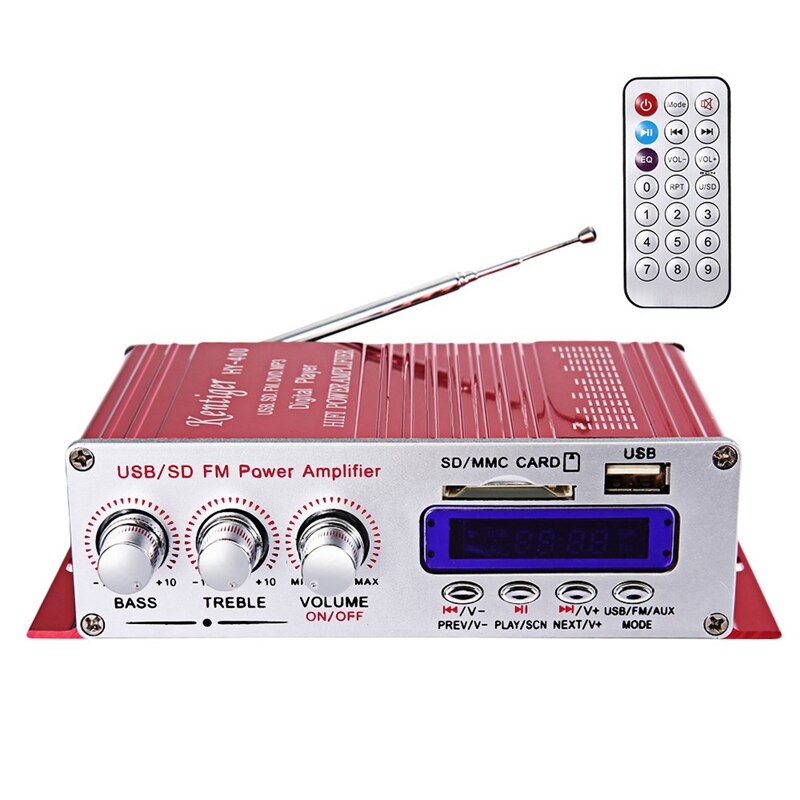 Kentiger hy- -400 hi-- fi autoradio mit verstärker,  mp3 lautsprechern, fm-radio, lcd-display, powerplayer für auto und motorrad, fernbedienung