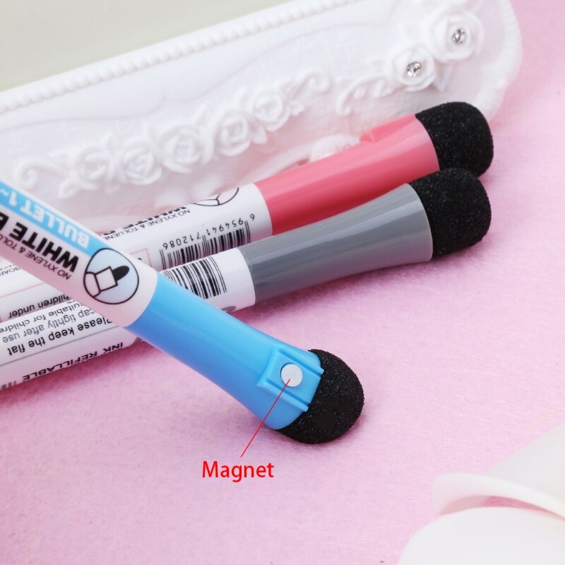 Magnetische Whiteboard Marker Pen Uitwisbare Droog Uitwisbare Inkt Mark Teken Met Gum M5TE