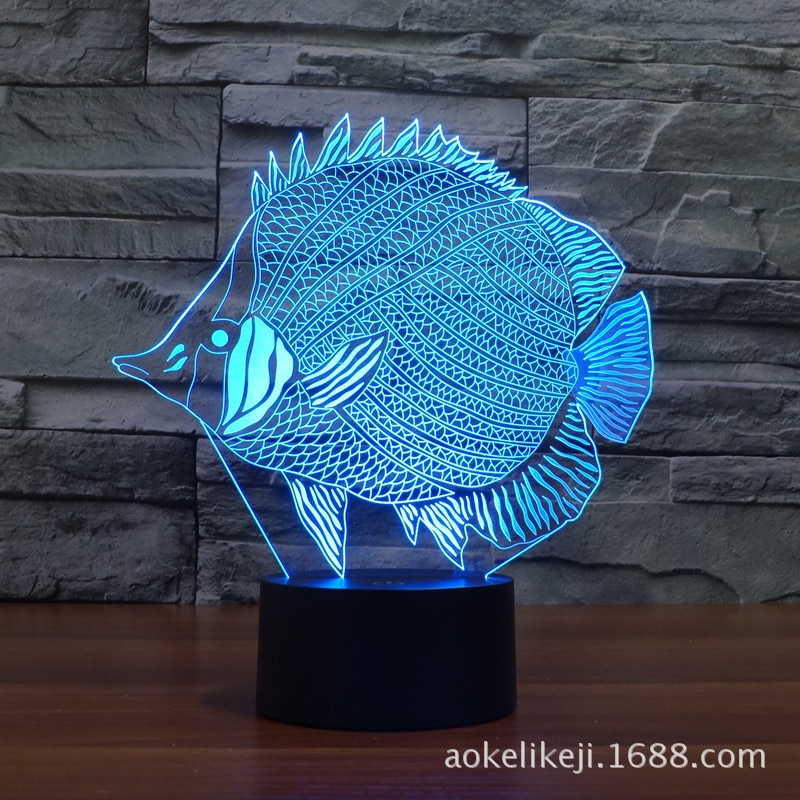 Fish Model 3D LED Light Hologram Illusions 7 Colors Change Decor Lamp Best Night Light for Home Deco 3139