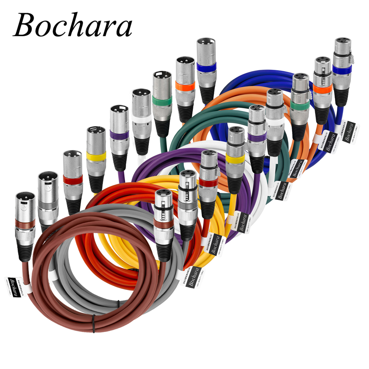 Bochara-cabo xlr trançado, macho para fêmea, ofc, cabo de áudio + trançado, para microfone, mixer, amplificador, 1m, 2m, 3m, 5m, 10m