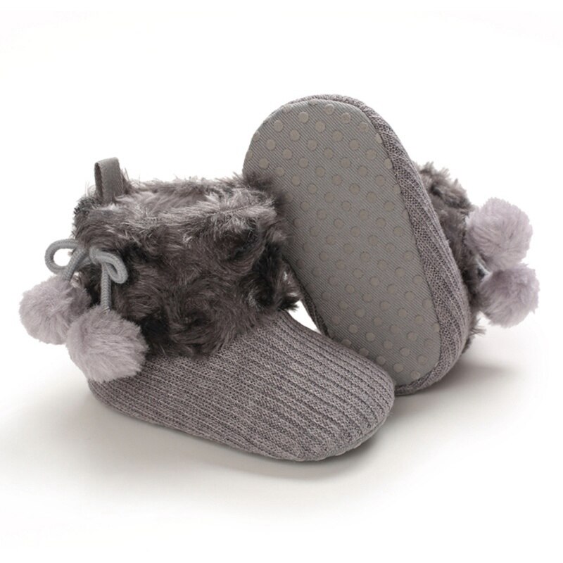Baby herfst winter laarzen babymeisje jongens winter warme schoenen effen peuter harige ballen eerste stappers kinderschoenen