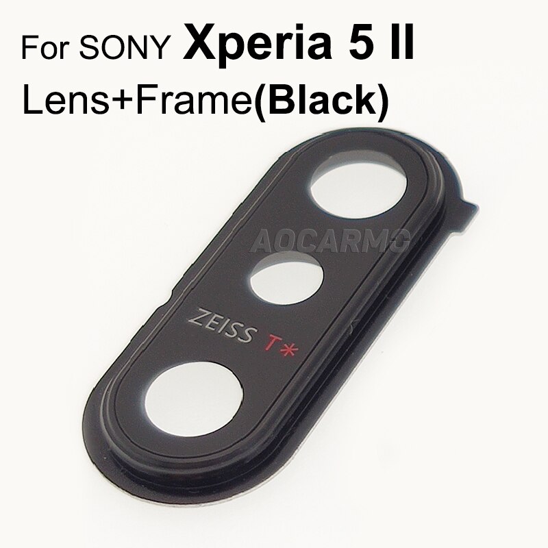 Aocarmo Achter Back Camera Lens Len Glas Met Metalen Frame Ring Lijm Voor Sony Xperia 5 X5 J8210 J9210 5II ii SO-52A SOG02: X5II Len Frame Black