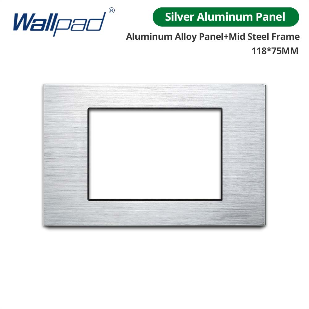 Wallpad DIY Black Tempered Glass Stainless Steel Aluminum Panel Wall Light Switch and Socket 118*75mm Module Frame Only