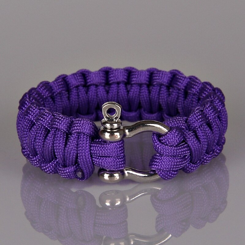 Handarbeit Outdoor Camping Überleben Armband Männer Frauen Paracord Fallschirm Seil Armband Homme Geflochtene Schmuck: Purple