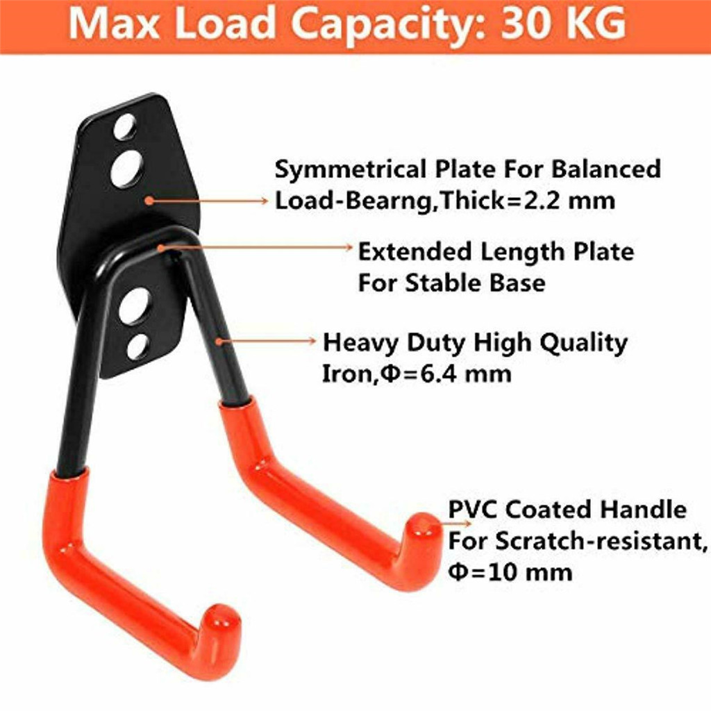 Heavy Duty Wall Hooks, 8-Pack Steel Garage Hooks for Garage Storage - Wall Mount Hanging Hooks Tool Organizer Holds