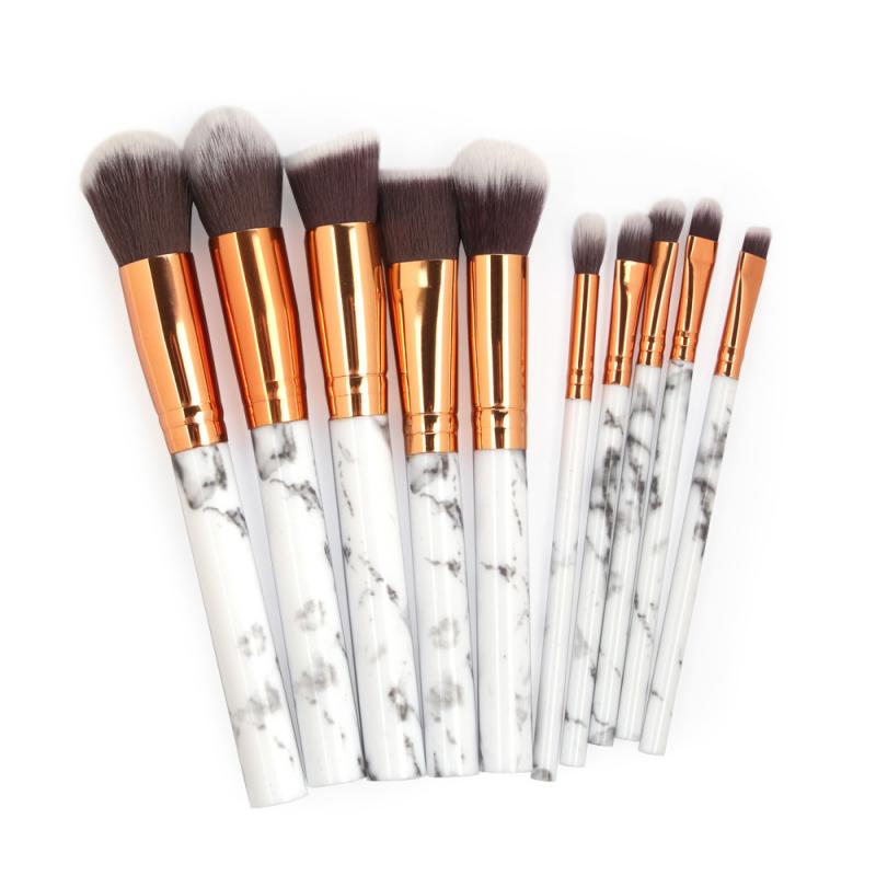 10 stuks/set maange marmer make-up kwast roze oogschaduw kwast foundation kwast contour kwast make-up tools: 02