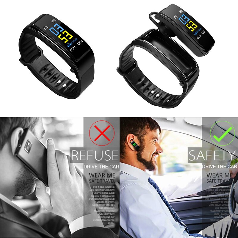 2 in 1 slimme armband met bluetooth oordopjes hartslagmeter sporthorloge  nd998