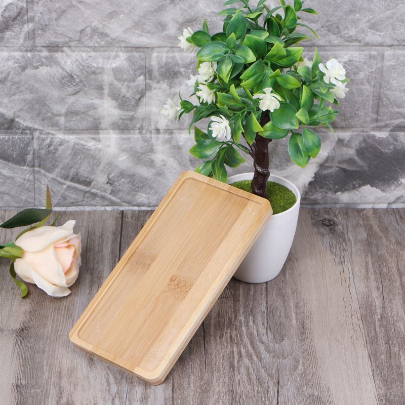 Rectangle Rectangle Shape Bamboo Saucer Plant Tray Mini Plant Flower Pot Stand Favor Succulent Pot Tray Simple