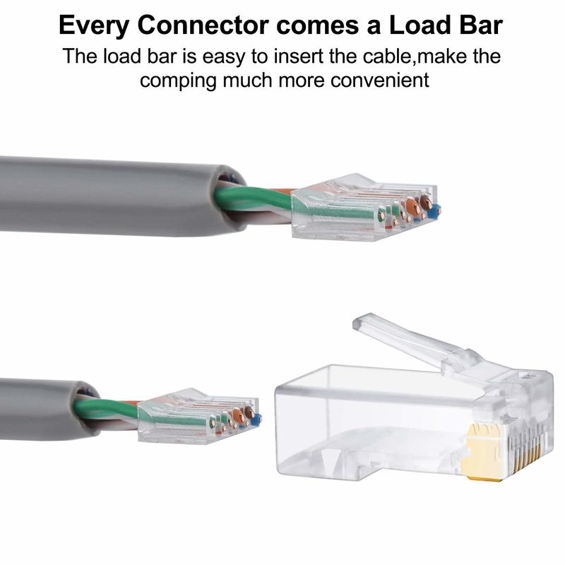 Nastako 50/100Pcs Cat6 RJ45 Connector Utp Kabel Ethernet Jack 8P8C Netwerk CAT6 Cat5e Modulaire Stekkers Met 6.5mm RJ45 Caps