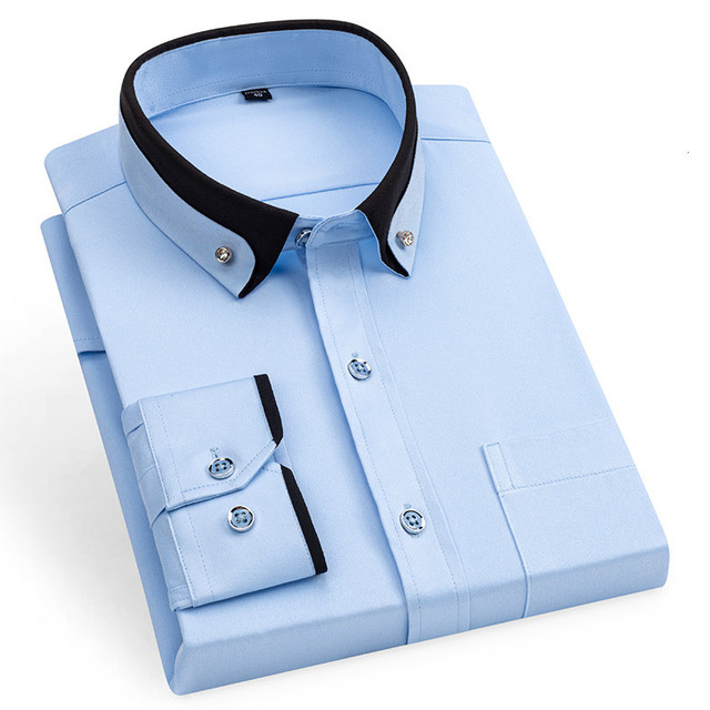 Nueva Camisa de vestir de negocios para hombre, Camisa Social de manga larga con botones, ropa informal antiarrugas para de boda y oficina para hombre