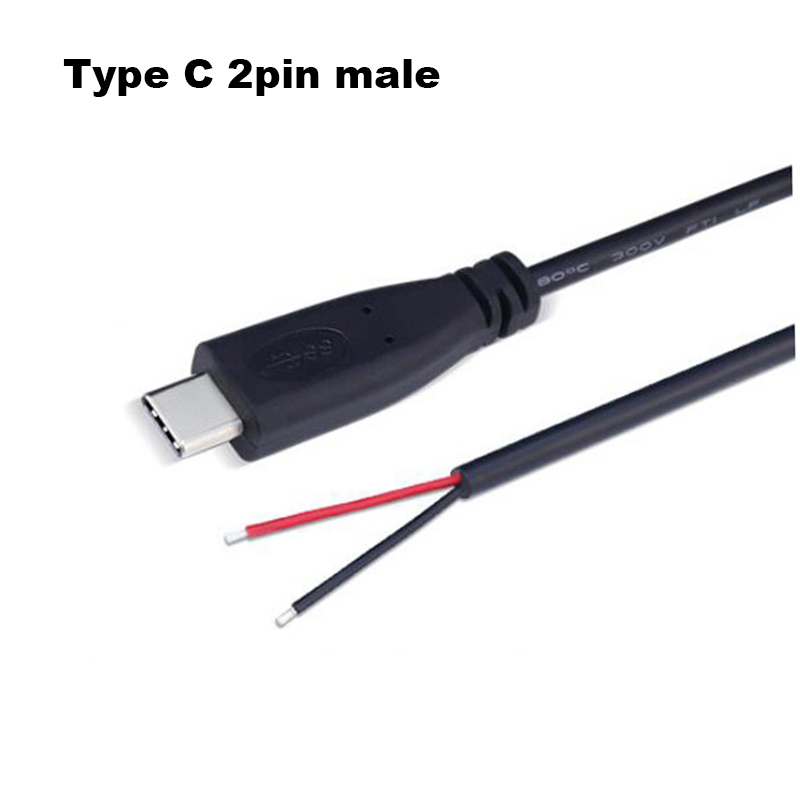 Micro USB hembra Jack 4 pines 2 pines macho hembra fuente de alimentación línea de datos Cable de carga conector de cable de extensión Q1: Oro / 2 m