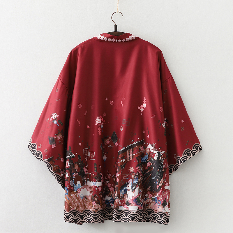 Summer Loose Japanese Samurai Kimono Streetwear Cardigan Cosplay Haori Harajuku Women Men Yukata Traditional Clothing: Blue