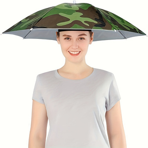 Opvouwbare hoofddekselparaplu Draagbare waterdichte vissershoed 55CM Handsfree regenhoed voor wandelen Kamperen Camouflageparaplu Volwassene: Donkergrijs