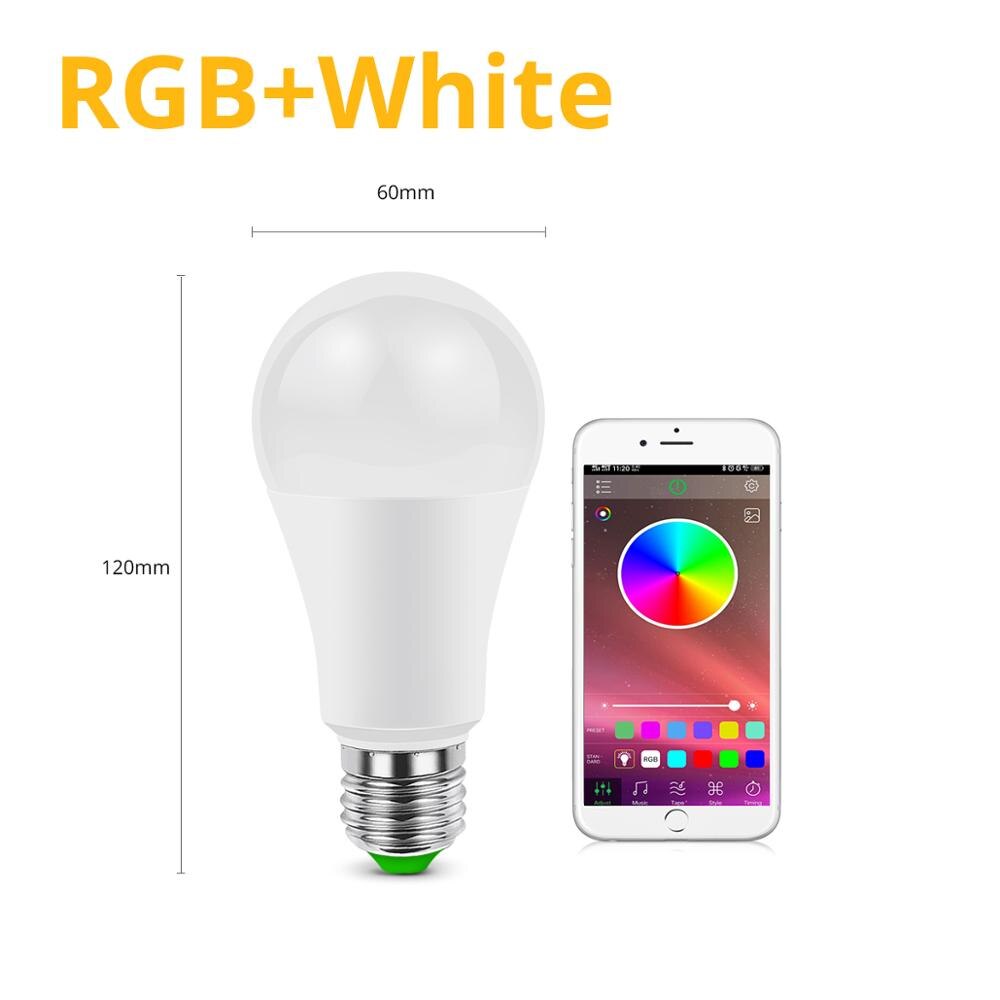 E27 85-265v smart lampe rgb 15w bluetooth 4.0 app kontrol smart pære 5w 10w rgb pære ir fjernbetjening smart home life belysning: Buletooth rgbw