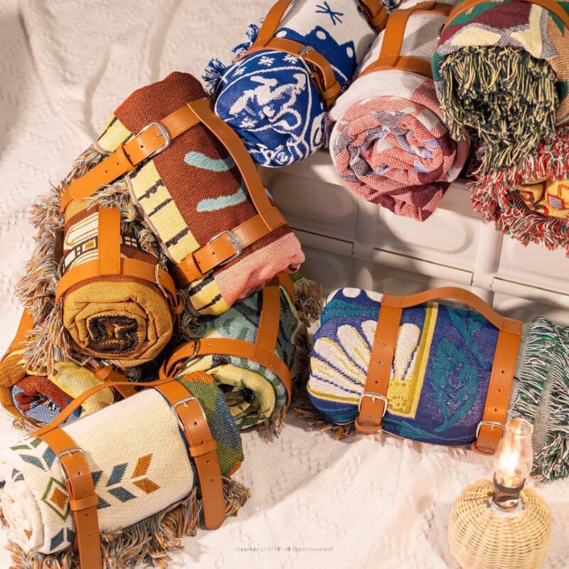 Pu Lederen Deken Tie Picknick Mat Roll Bundel Draagbare Yoga Mat Hand Strap Deken Wikkelen Riem Binding Riem Met Handvat