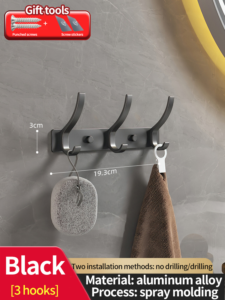 no drill Door Behind Hook Storage Wall Hanging Clothes Hanger Coat Hook Punch-free Hanger Bedroom Organizer Storage Kitchen Acce: WHITE