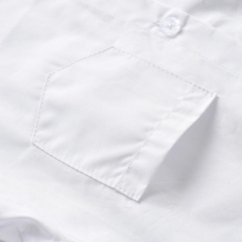 Camisas de manga corta para niños, camisas a rayas con cuello vuelto, camisa blanca con botones para la escuela de verano