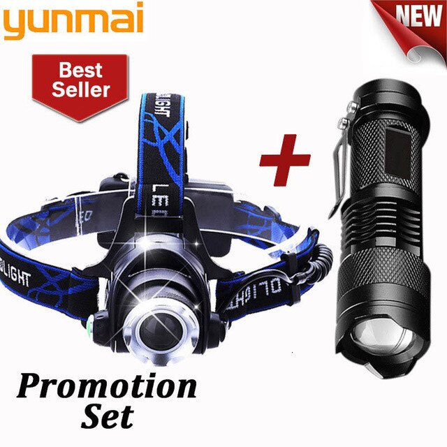 faro Led yunami T6 Zoom linterna impermeable cabeza Luminaria cabeza linterna Camping cabeza lámparas uso batería 18650: C