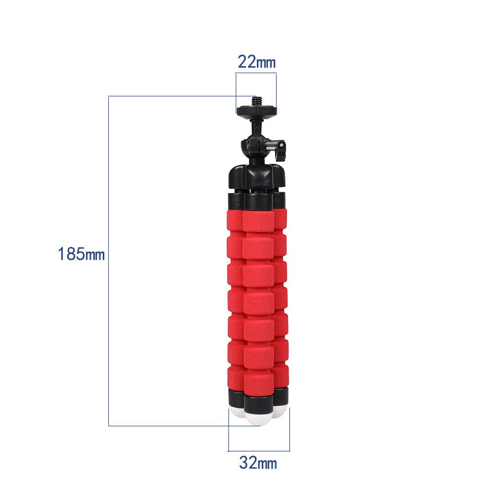 Mini Tripod light Flexible Table Stand Sponge Octopus Extendable Phone Holder Selfie Stick For Camera Cellphone Gopro Accessorie: Spong S Type Red