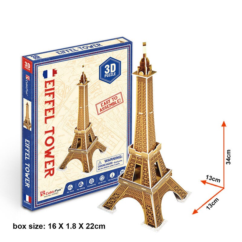 3D Puzzle di Carta Parola Edifici Famosi Torre Eiffel Puzzle Assemblato Modello FAI DA TE Giocattoli Educativi Per I Bambini Regali per Adulti: Eiffel Tower