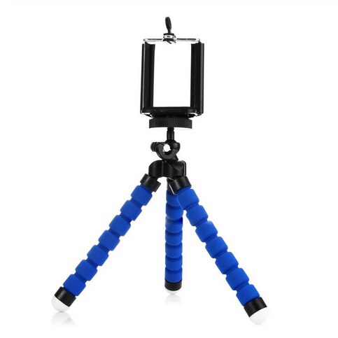 Geartronics Flexible éponge pieuvre Mini trépied obturateur avec pince pour iPhone mini caméra trépied support de téléphone support d'agrafe: Bleu