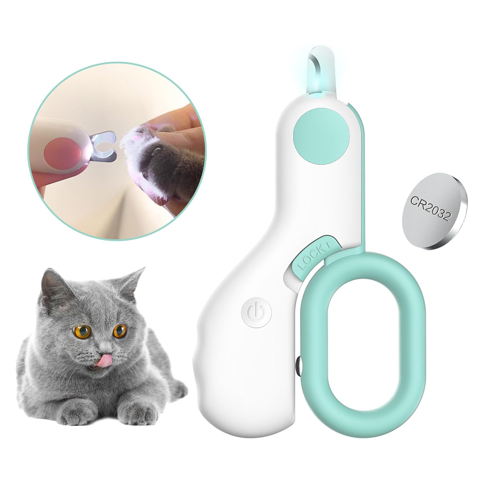 Pet Nail Clipper LED Light Illuminate Bleeding Line Claw Scissors Avoid Over Cutting
