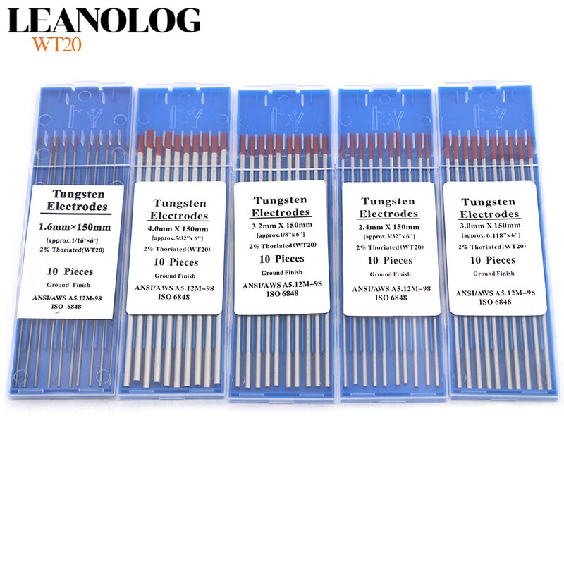 Électrode en tungstène, Code de couleur rouge, 10 pièces, tête à électrode en Thorium, 150MM, aiguille/fil pour Machine à souder SUPER TIG WSME