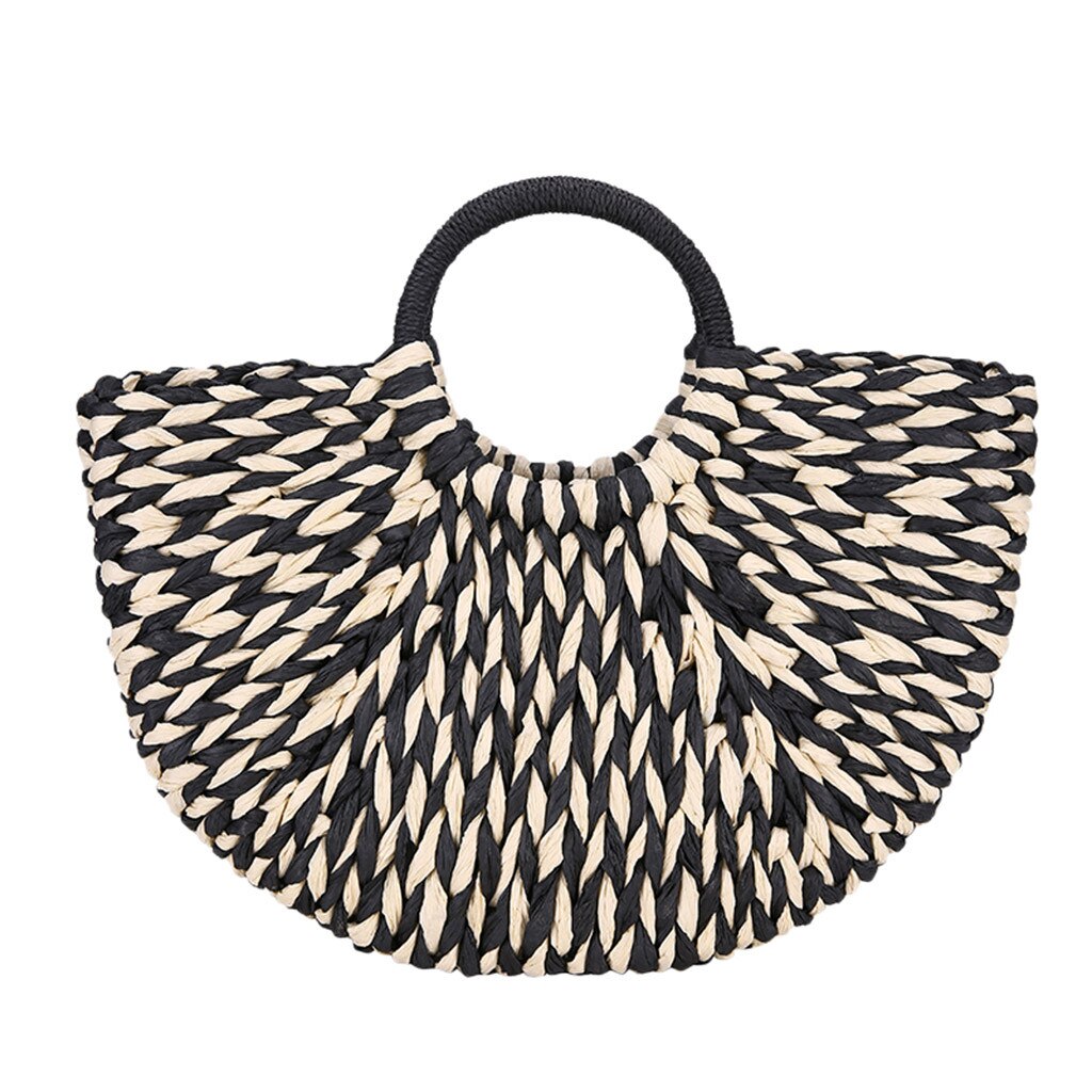 Jahrgang Stroh Tasche Runde Rattan Taschen Handgemachte Sommer Taschen Gewebt Strand Damen Kreis Schulter Tasche Böhmen Mädchen Handtaschen # t2g: Ursprünglich Titel
