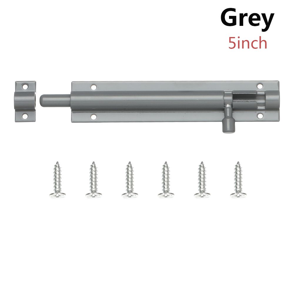 2/3/4/5/6/8inch Aluminum Alloy Door Latch for Home Window Catch Lock Slip Bolt Fiting Door Lock Buckle Silent Gate Hook Hardware: grey-5inch
