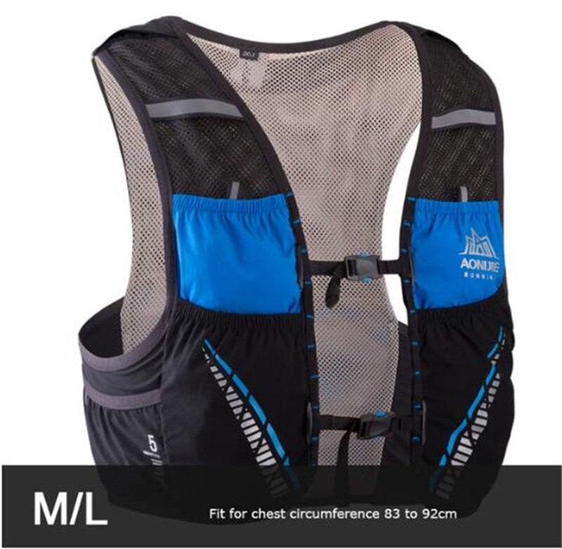 Aonijie 5L Hydratatie Backpack Rugzak Tas Vest Marathon Fietsen Klimmen Water Rugzak Harnas Waterzak Loopwedstrijd: ML Black