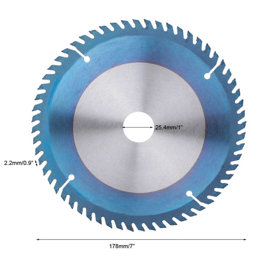 Blue Coating Circular Wood Cutting Blade Disc 1" ID 60T