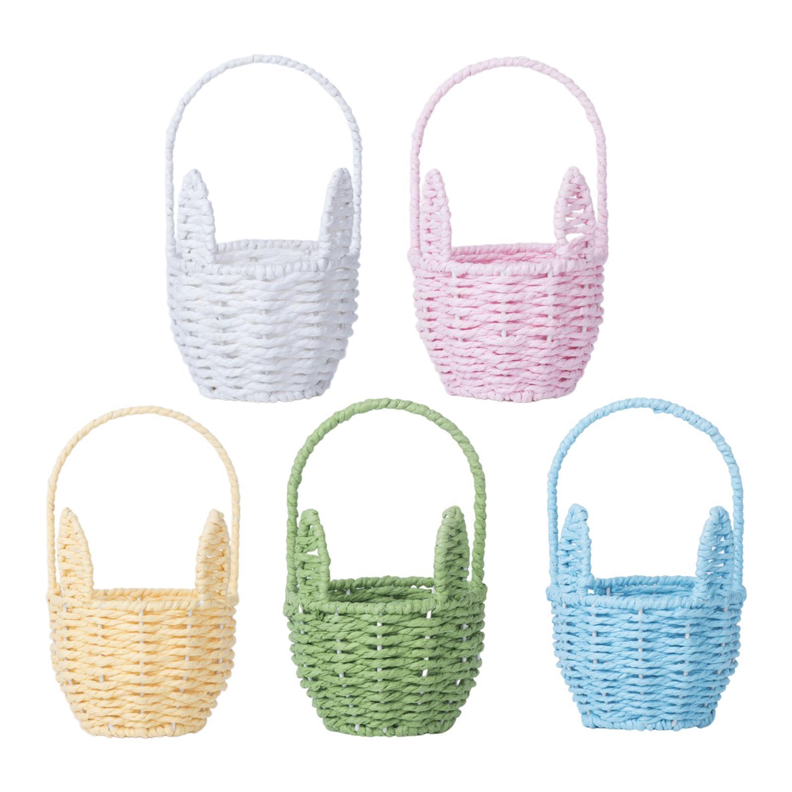 Panier de lapin de pâques mignon tissé, panier de fleurs en corde de papier Portable, décoration de pâques, maison jardin cuisine pique-nique articles divers organisateur