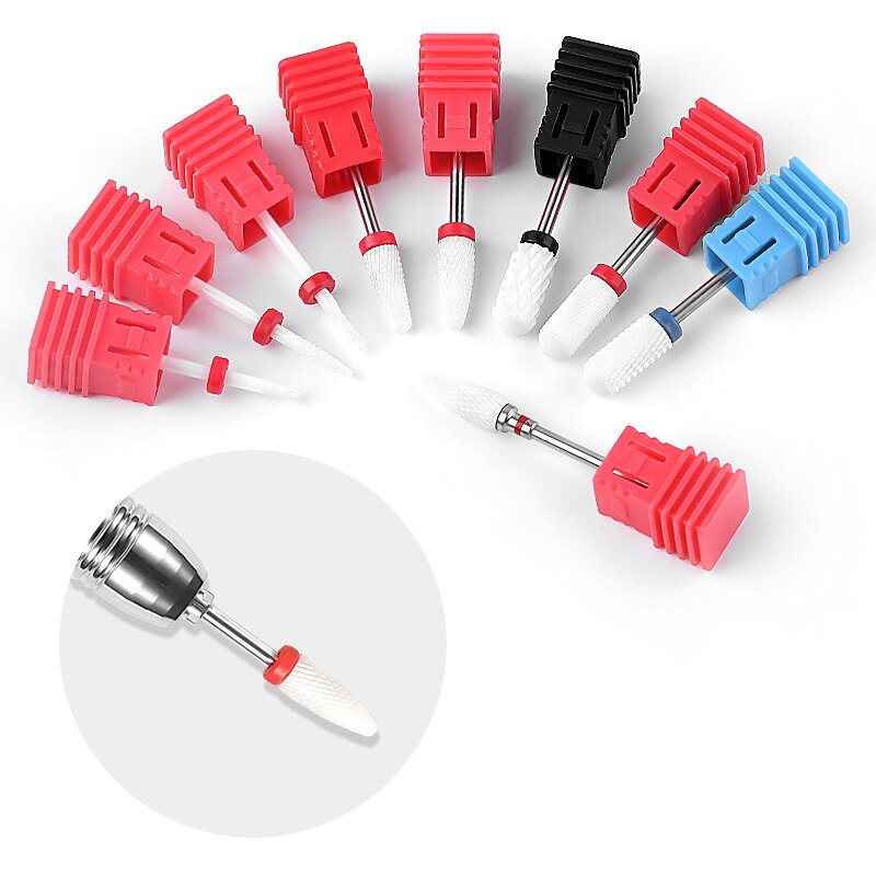 1 Uds. De cabezales de cerámica para pulir uñas, herramienta de plástico, lijadora de cabeza plana, aparato para herramientas de manicura pedicura